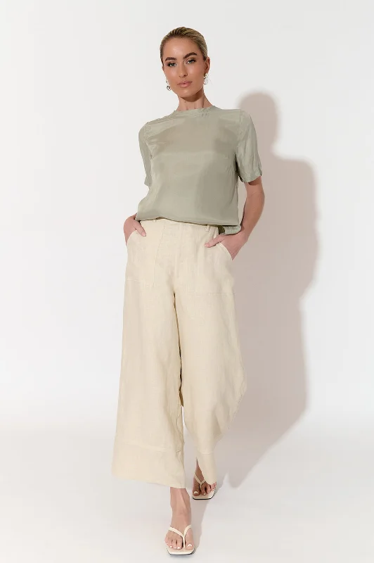 Reinforced cargo pants for heavy-duty field work -Gabriella Cream Lined Linen Pant