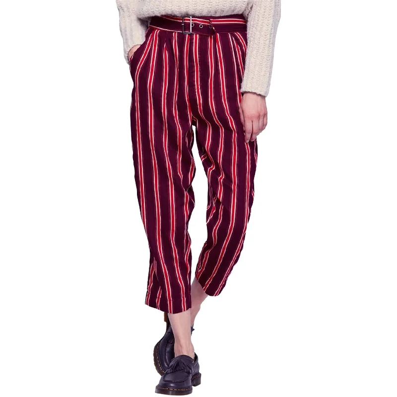 Retro bell-bottom pants for 70s-inspired fashion -Free People Womens Seemed Like Stripe Casual Cropped Pants