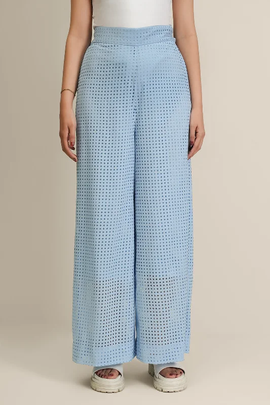 Flowy wide pants for artistic bohemian vibes -Laser Cut Pants