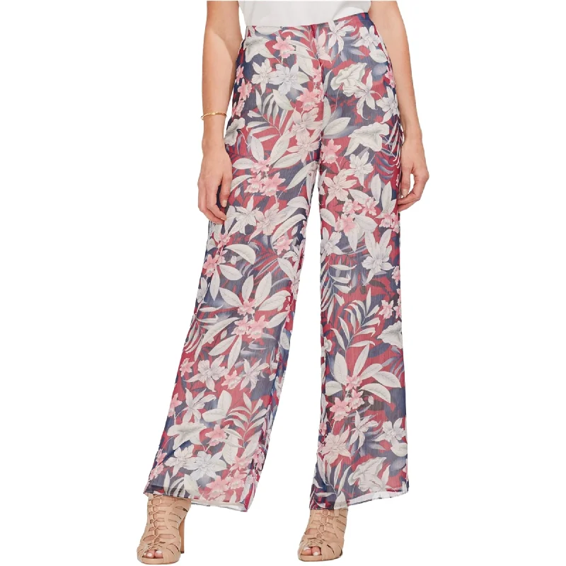 Versatile black pants for any occasion pairing -Vince Camuto Womens Tropical Escape Casual Wide Leg Pants, Red, 6