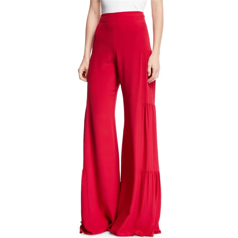 Soft stretch pants for all-day wear ease -Alexis Womens Shirred Silk Wide Leg Dress Pants