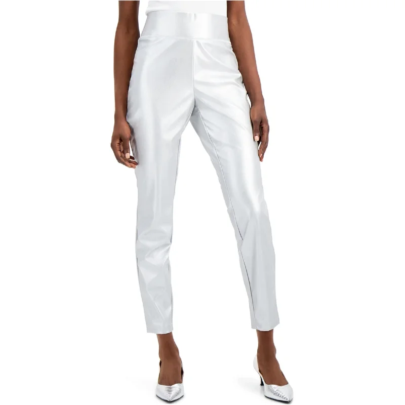 Tailored ankle pants for chic office outfits -I-N-C Womens Faux Leather Casual Trouser Pants