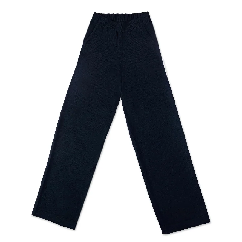 Soft stretch pants for all-day wear ease -Novica Handmade Blue Magic Cotton And Baby Blend Pants