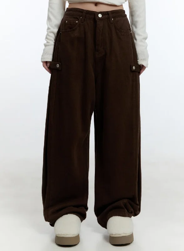 Elegant wide-leg pants for upscale dinner dates -Wide Fit Cotton Pintuck Trousers CD420