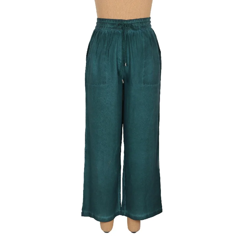 Tailored khaki pants for smart casual attire -Novica Handmade Simple Style In Green Stonewashed Palazzo Pants