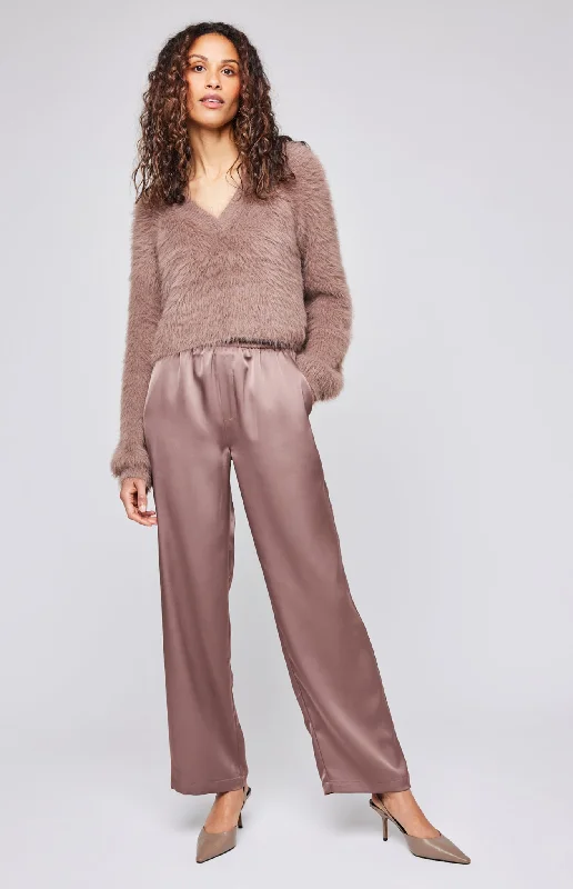 Relaxed fit pants for laid-back comfort wear -Millicent Satin Pant