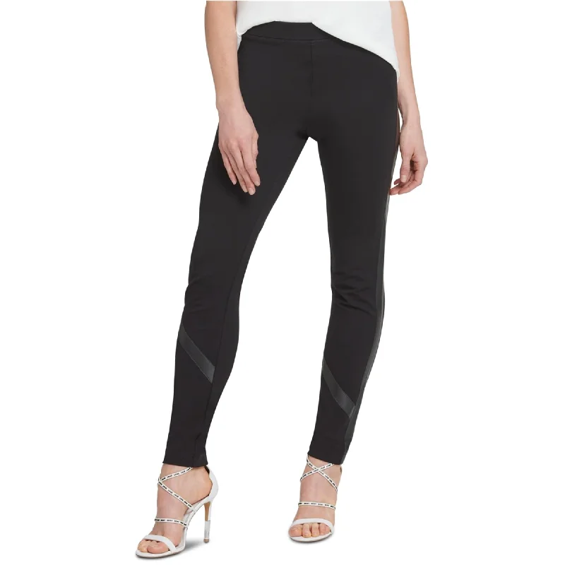 Slim-fit dress pants for sharp evening events -DKNY Womens Faux Leather Trim Casual Trouser Pants, Black, X-Small