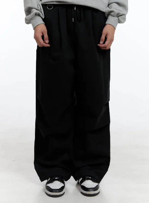 Casual drawstring pants for effortless home relaxation -Men's Wide Fit Cotton Pants IG428