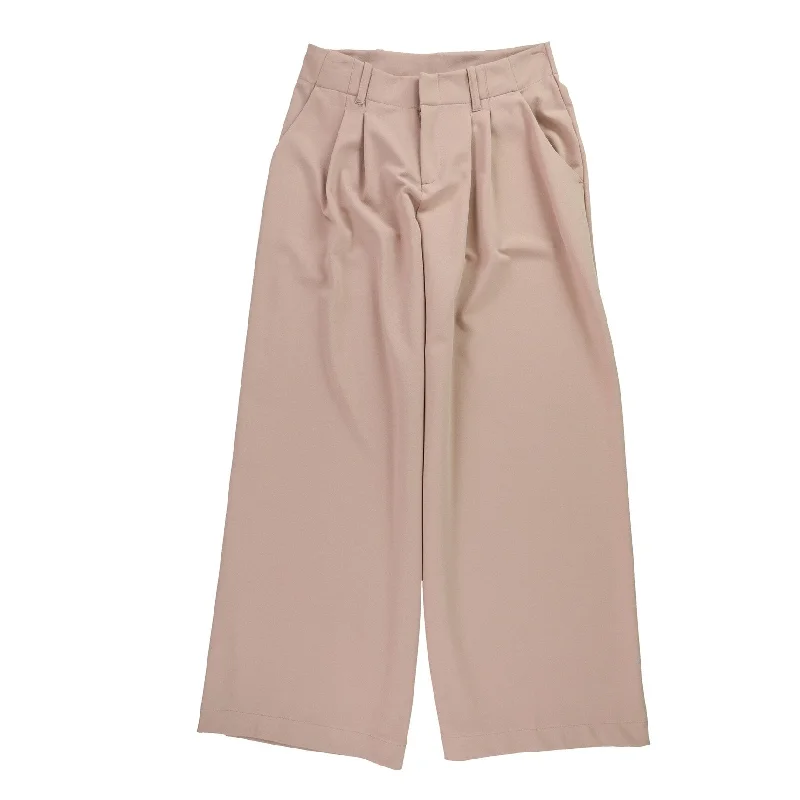 Casual drawstring pants for effortless home relaxation -bar III Womens Pleated Casual Wide Leg Pants, Pink, 6