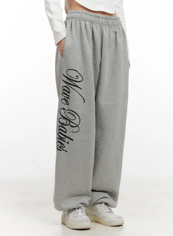 Bold patterned pants for standout fashion statements -Graphic Lettering Sweatpants CN416