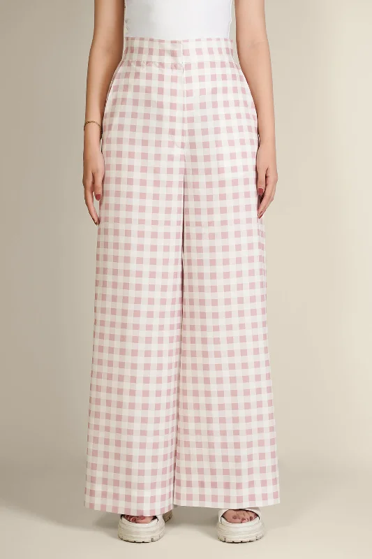 Vintage high-waisted pants for nostalgic wardrobe charm -Checkered Pants