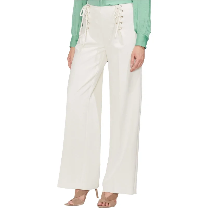 Stylish flare pants for retro party looks -Vince Camuto Womens Lace Front Casual Wide Leg Pants, Off-White, 14