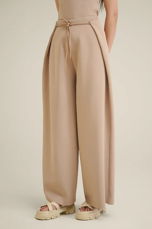 Relaxed chino pants for casual Friday offices -Beige Knit Pants