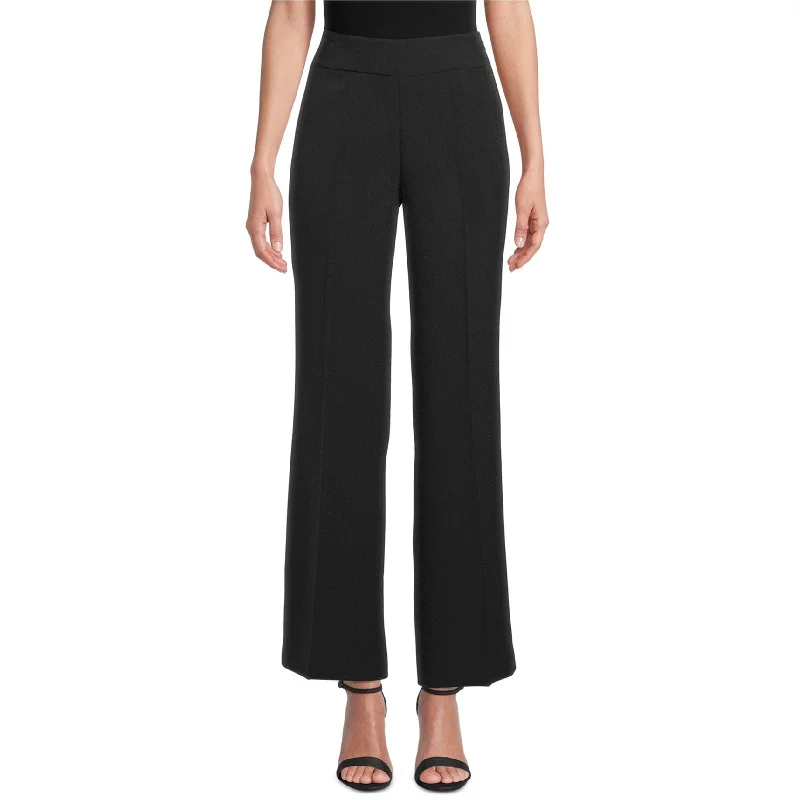 Soft stretch pants for all-day wear ease -Kasper Womens Crepe Side-Zip Casual Wide Leg Pants, Black, 10