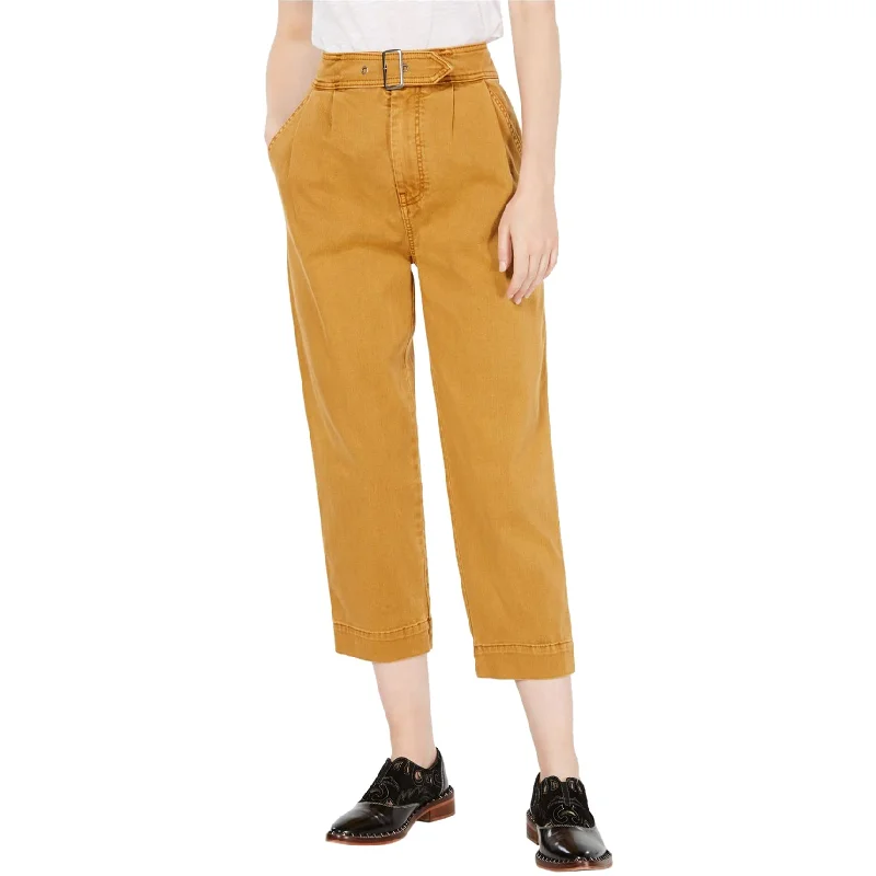 High-rise flare pants for vintage chic appeal -Free People Womens Belt-Waist Casual Cropped Pants