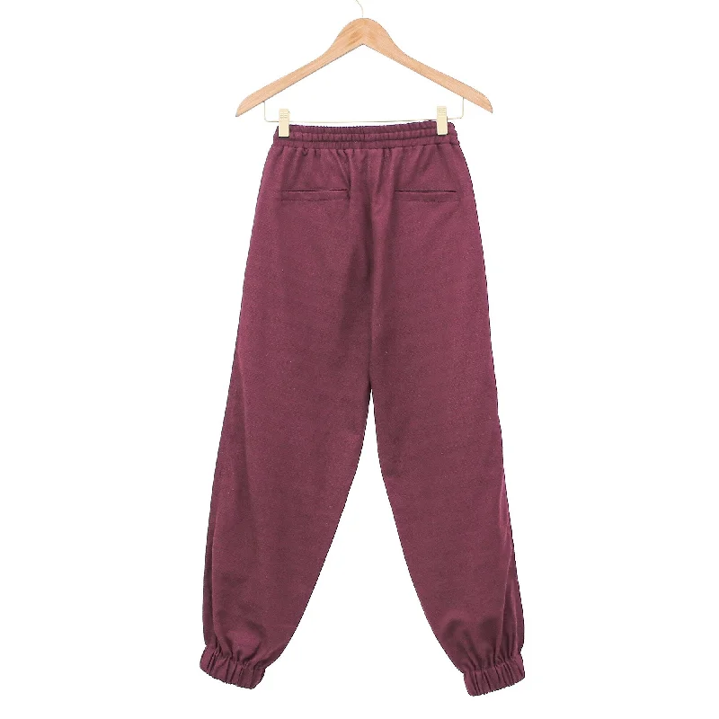 Casual drawstring pants for effortless home relaxation -Novica Handmade Casual In Wine Cotton Twill Jogger Pants