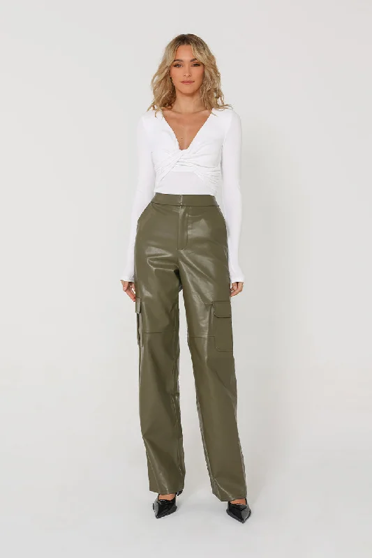 Luxury silk pants for glamorous evening wear -Billy Cargo Pants | Khaki