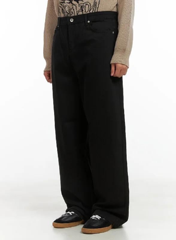 Lightweight travel pants for long flight comfort -Men's Cotton Wide Pants CO408