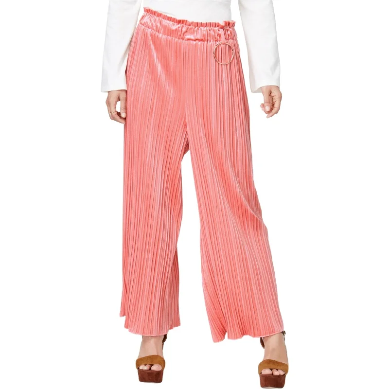 Lightweight linen pants for beach vacation style -Endless Rose Womens Pleated Velvet Casual Wide Leg Pants