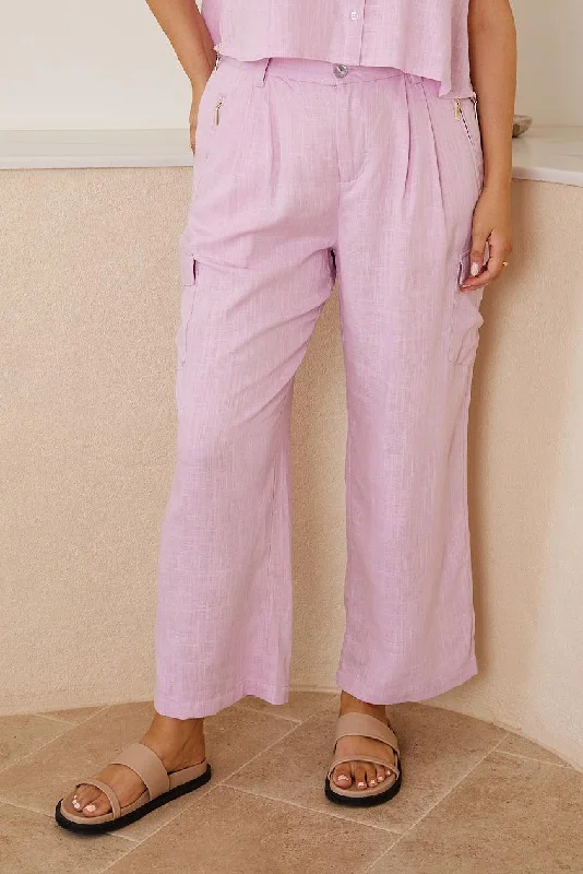 High-rise flare pants for vintage chic appeal -Casandra Pants - Lilac