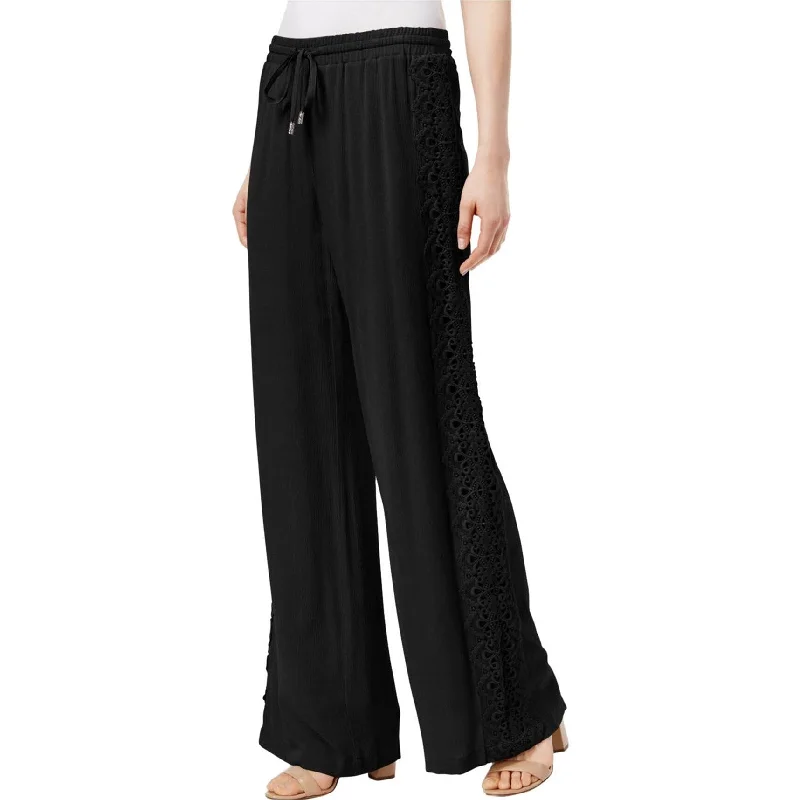 Quick-dry travel pants for adventurous globetrotters -I-N-C Womens Lace-Trim Casual Wide Leg Pants