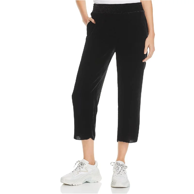 Bold plaid pants for eye-catching style choices -Enza Costa Womens Velvet Casual Cropped Pants, Black, Medium