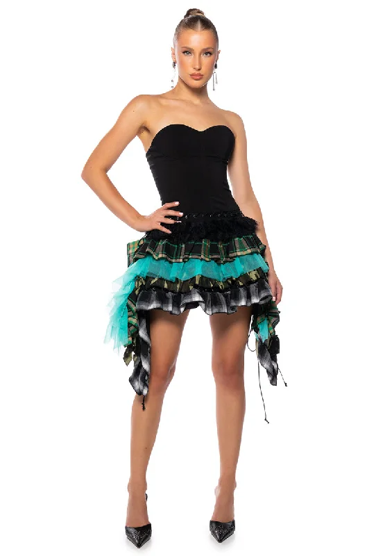 Mini Dresses for Tall Women -KIANNA STRAPLESS RUFFLED MINI DRESS