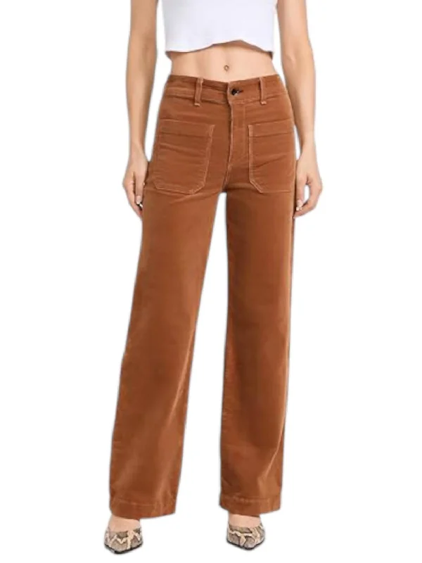 Tight trousers for men with zip fly and flat-front design for a polished look -Sailor Cord Pants In Caramel