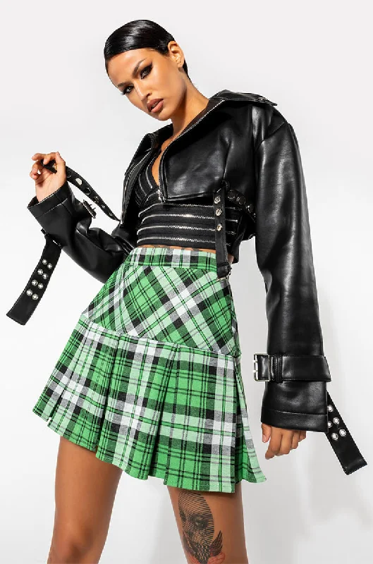 CHIC MINI PLAID SKIRT IN GREEN