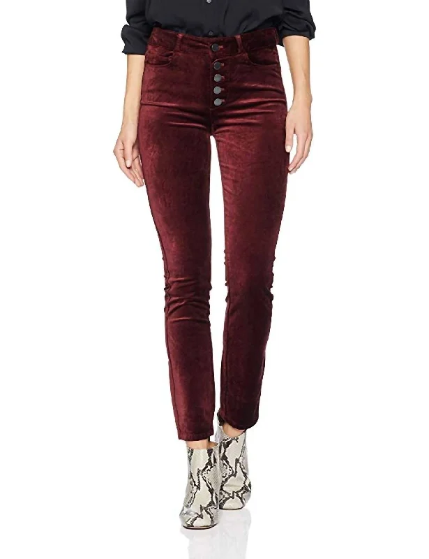 Elegant tight trousers for women with high-quality wool fabric for refined look -Hoxton Ankle Peg Exposed Button In Dark Currant