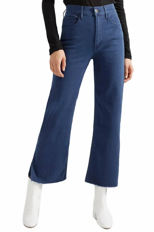 Tight-fitting trousers for men with stretchable material for flexibility and comfort -Women W4 Shelter Wide Leg Crop Arrow Denim Jeans In Blue