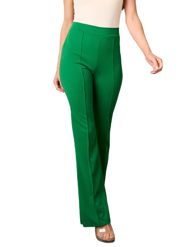 Skinny tight trousers for women with ankle-length and flattering cut -Bell Bottoms High Waist Pant In Green