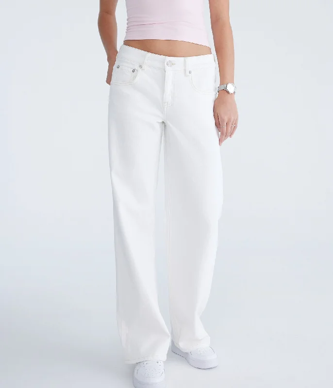 High-waisted tight trousers for women with slimming silhouette and smooth fit -Aeropostale Low-Rise Baggy Wide Leg Jean