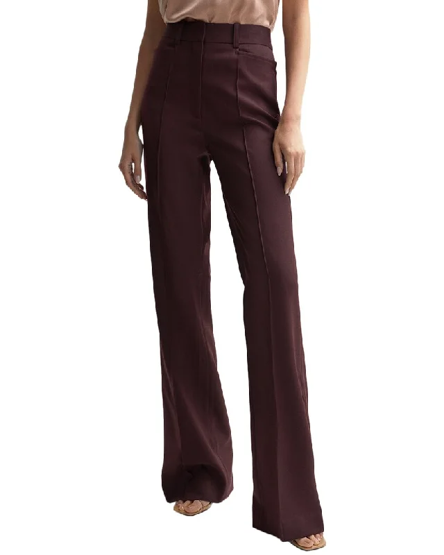 Black tight trousers for women with sleek design and versatile styling options -Reiss Flora Wool-Blend Flared Trouser