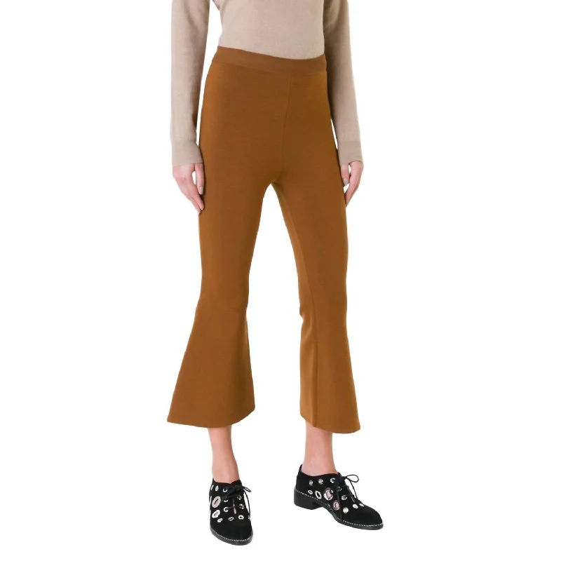 Skinny tight trousers for women with ankle-length and flattering cut -Strong Lines Wool Blend Pants In Umber