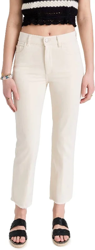 Stretch denim tight trousers for men with slim cut and durable fabric -Patti Straight High Rise Ankle Jeans In Off White