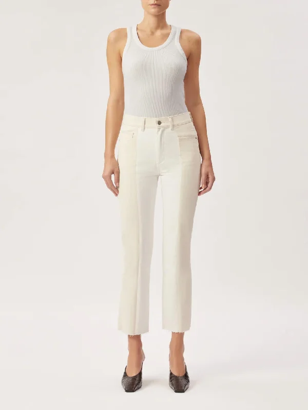 Skinny fit tight trousers for women with minimalistic design for clean look -Patti Vintage Ankle In Blocked Ecru