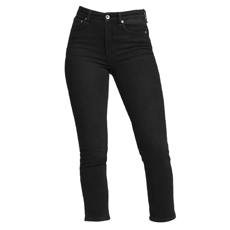 High-waisted tight trousers for women with belt loops for added style -Nina High Rise Ankle Cigarette Highland Jeans In Black