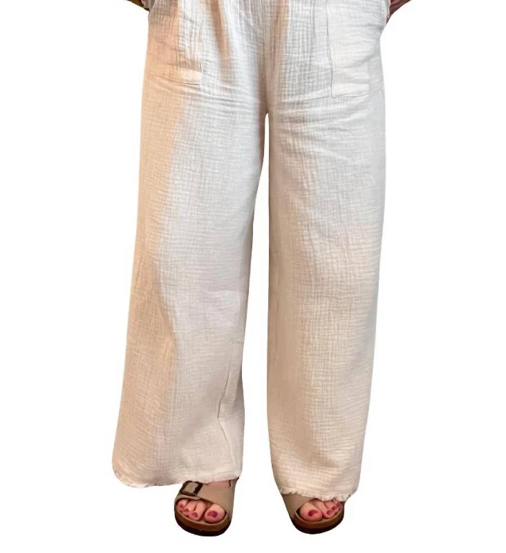 Skinny tight trousers for men with fade-resistant fabric for long-lasting wear -Coastal Gauze Pants In Milk