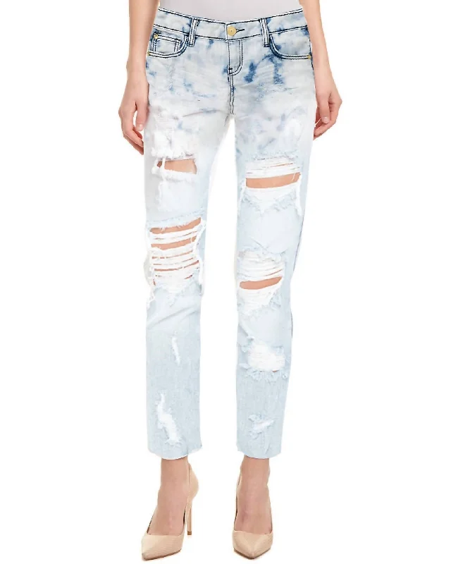 Tight cargo trousers for women with stylish pockets and slim cut for urban look -Women Bleached Bailey Distressed Ripped Skinny Fit Jeans In Light Blue