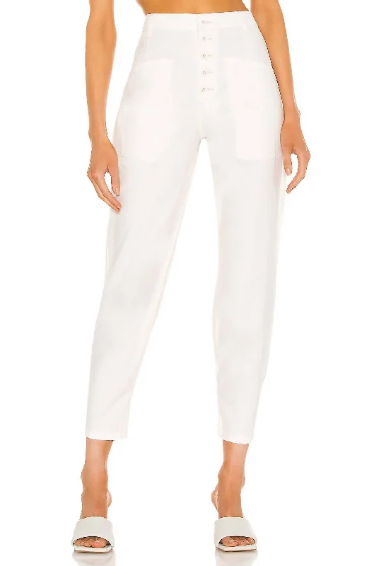 Tailored stretch tight trousers for women with comfortable waistband and flattering design -Tammy High Rise Trouser In Alabaster