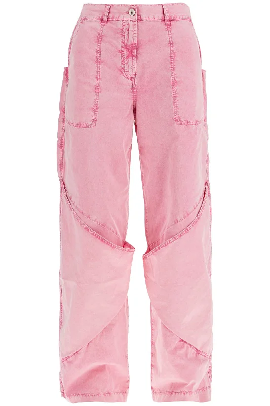 Form-fitting tight trousers for women with slimming effect and flattering cut -The Attico Women's High-Waisted Loose Fit pink Palazzo Pants In Cotton