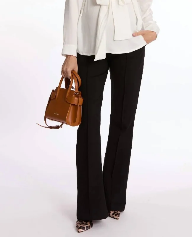 High-waisted tight trousers for women with slimming silhouette and smooth fit -Fabio Maternity Flare Trousers In Black