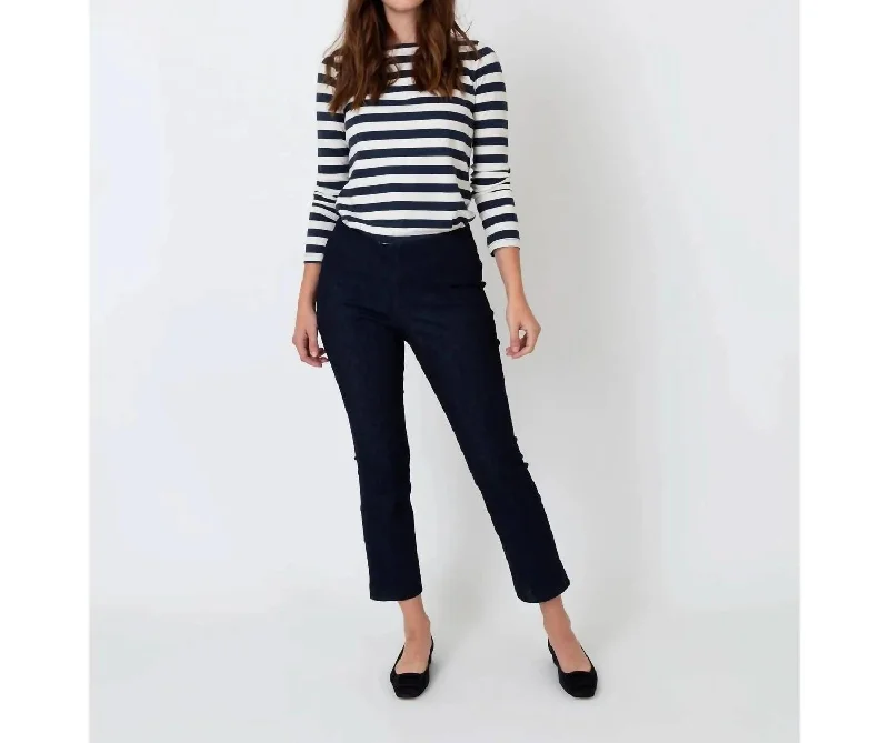 Soft fabric tight trousers for women with breathable material for year-round wear -Flare Pants In Indigo Stretch Denim