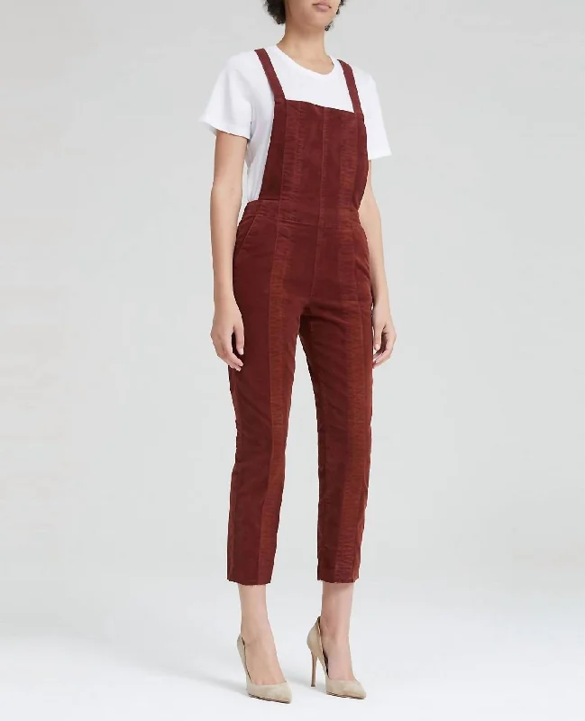 Tight fit trousers for women with ankle-length design and modern appeal -Pleated Isabelle Overall In Rich Crimson