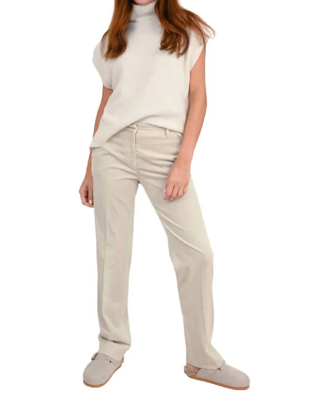 Denim tight trousers for women with skinny fit and timeless blue wash -Timothy Corduroy Pants In Cream