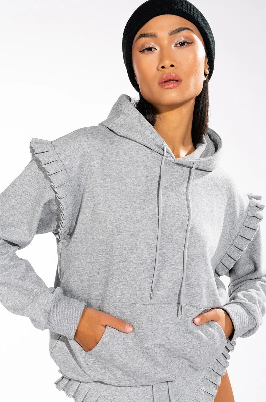 LAZY DAYZ RUFFLE DETAIL OVERSIZED HOODIE