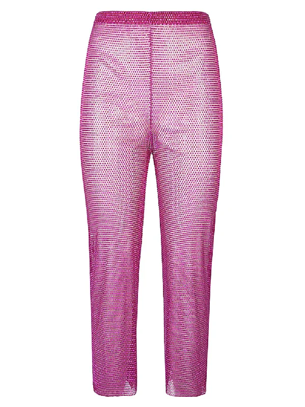 Fashion-forward tight trousers for women with metallic sheen and edgy design -Santa Brand Women's Trousers pink