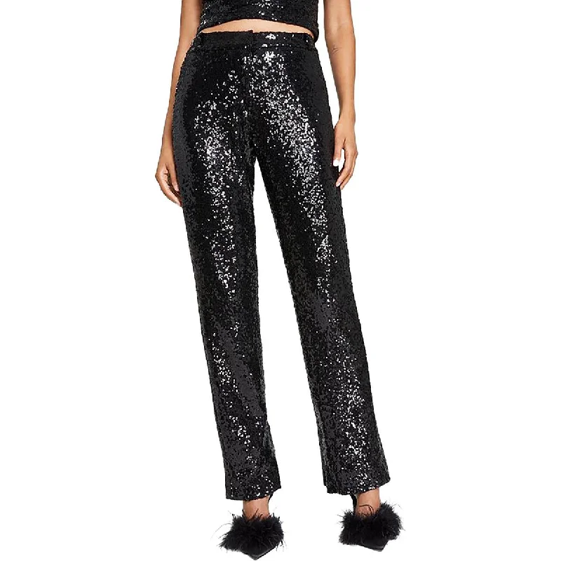 Pleated tight trousers for women with vintage-inspired design and modern twist -Juniors Womens Sequined Party Trouser Pants