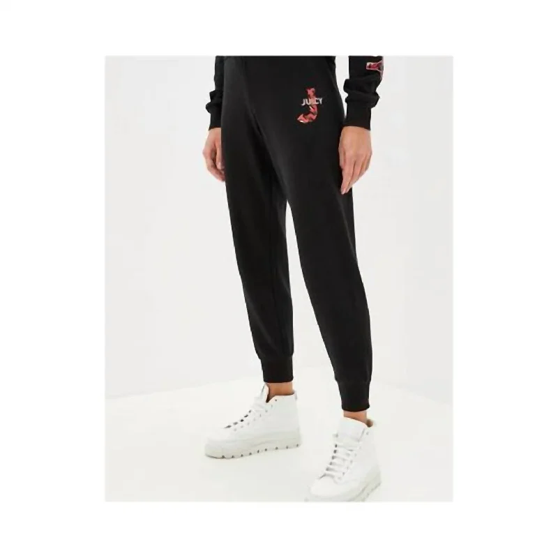 Tight trousers for women with elastic waistband for comfortable all-day wear -Women's Pitch Juicy Fleece Track Jogger Pants In Black